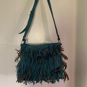 Turquoise fringe purse